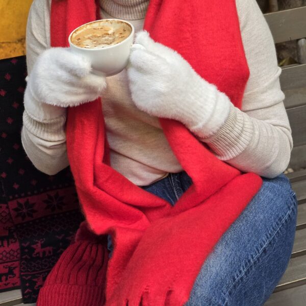 A. Fringed Scarf: FLAMING RED