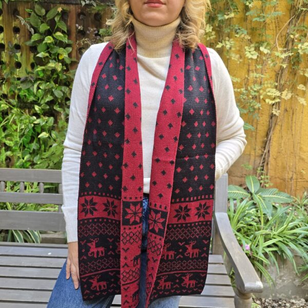 B. Nordic Charm Shawl: Bordeaux * Black