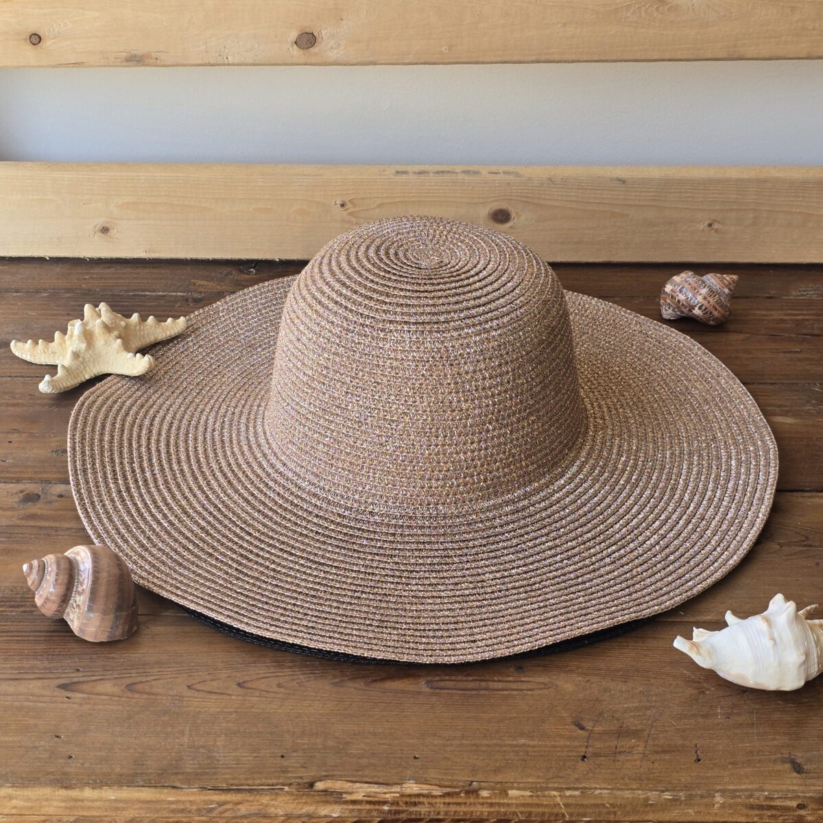 A. Palma Wide Metallic Boater hats