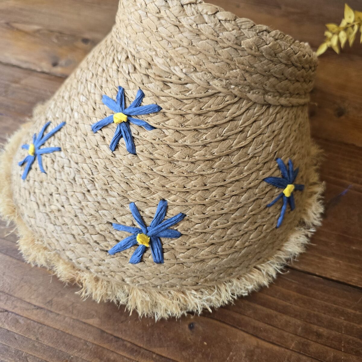 A. Straw Visor: Blue Daisies