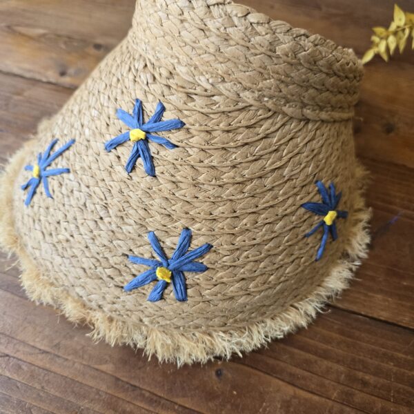 A. Straw Visor: Blue Daisies