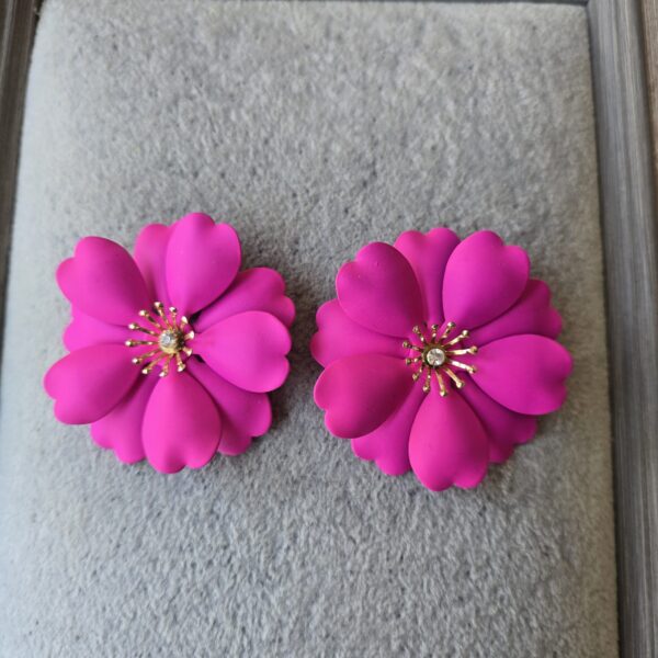 B. Radiant Fushia Flower Earrings