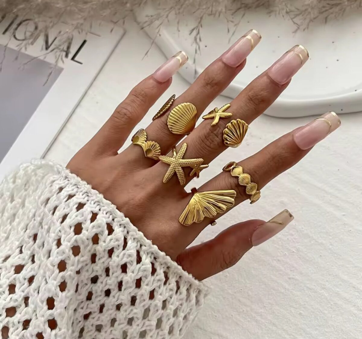 1001784840 Sea Breeze Rings: set of 6