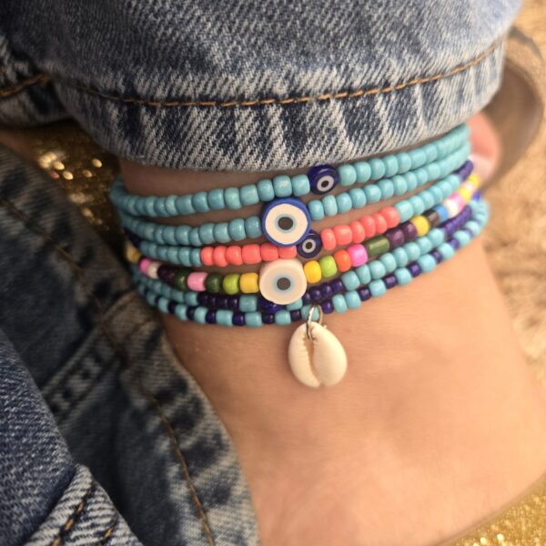 Set of 6 anklets: Shades of Blue