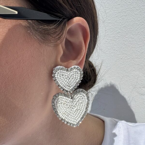 Statement Hearts Earrings : White