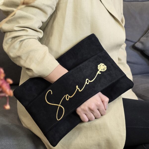 A A . Birth Flower Clutch: Black