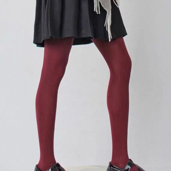 B. Burgundy Tights: Ribbed