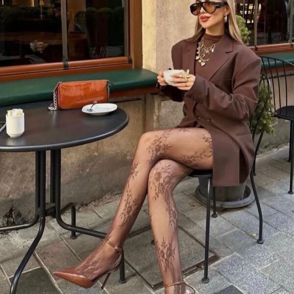 Kimmy Lace Tights: Brown