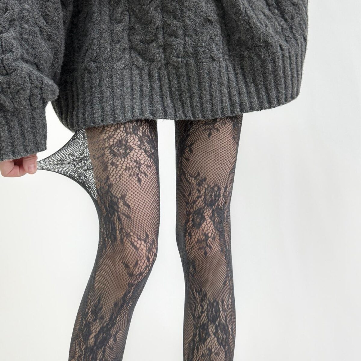 A. Kimmy Lace Tights: Grey