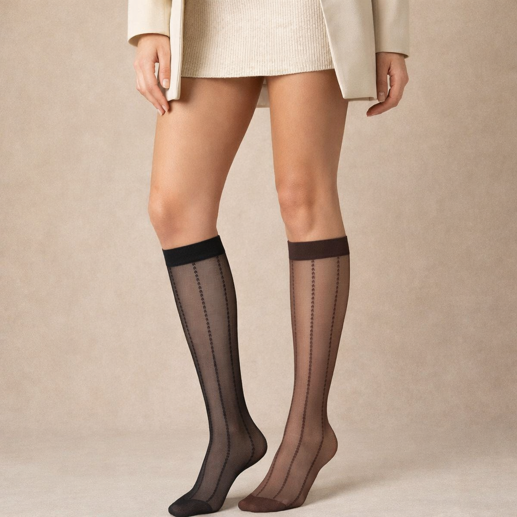 1002557391 A. Parisian Cuff Knee Highs: set of 2