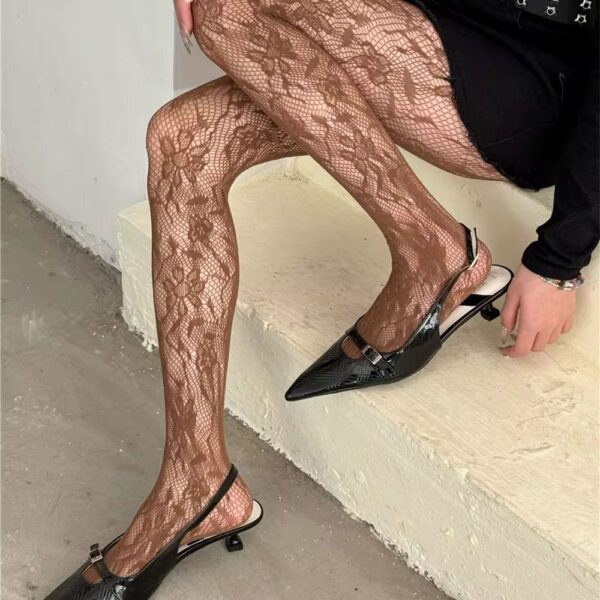 A. Dolly Brown Lace Tights