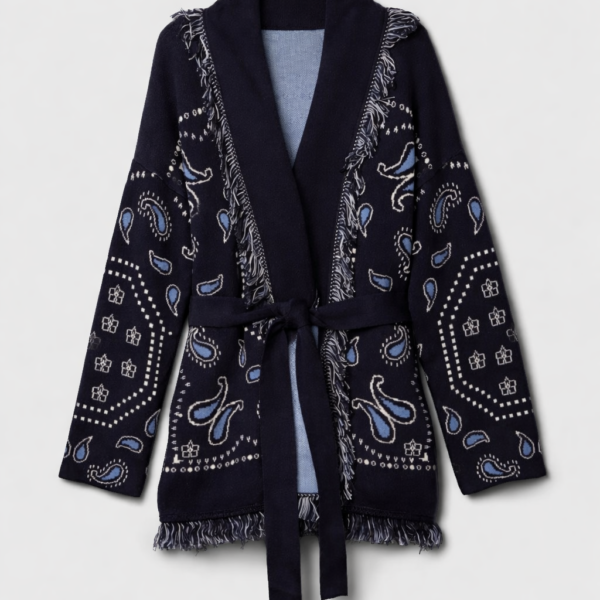 A. Paisley Cardigan: Navy