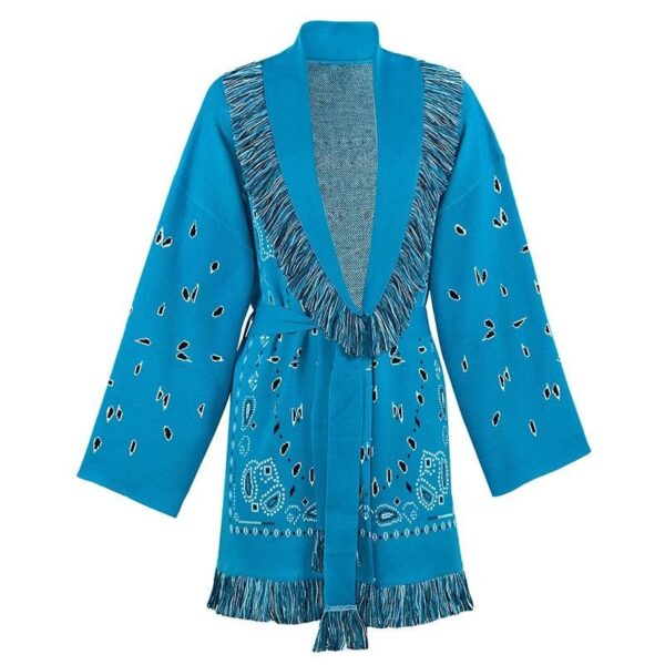 A. Paisley Cardigan: Turquoise
