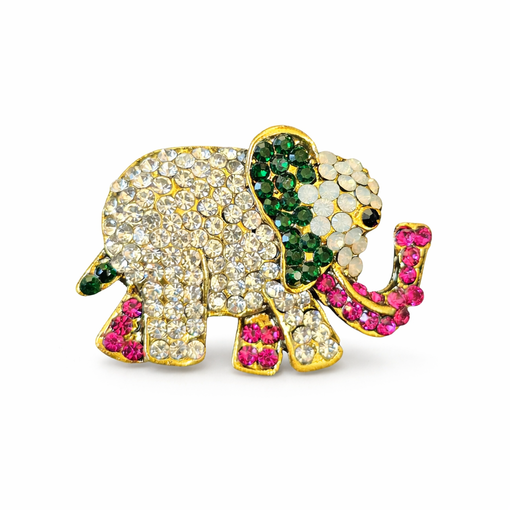 1003062697 Multicolor Crystal Elephant Broche