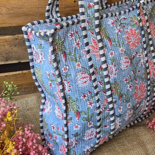 Quilted Tote Bags: Blue Bloom