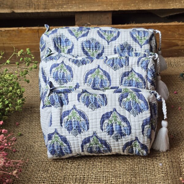 A A. Quilted Pouches Set: Blue Harbor