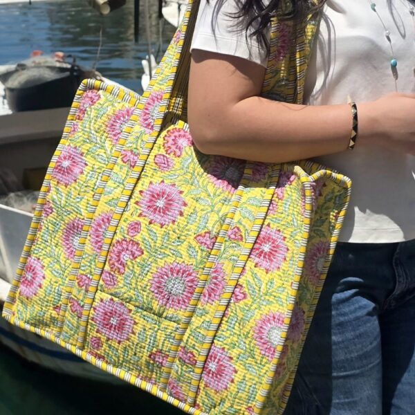 Quilted Tote Bag: Sunny Meadow
