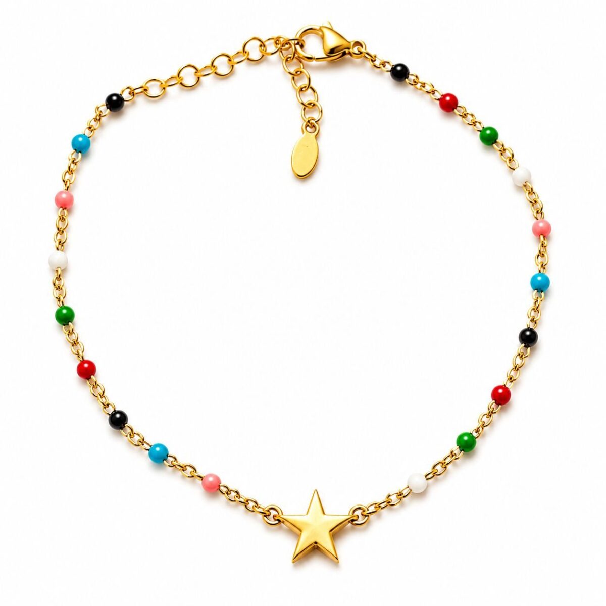 1003206640 Anklet: Colorful Beads & Star