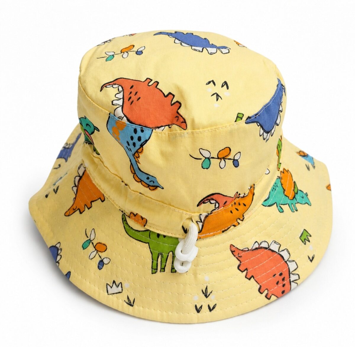 1003252054 Toddlers Bucket Hat: Yellow Dinosaurs