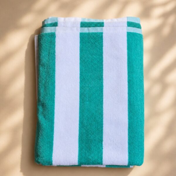 A. Retro Stripped Towel: Sea Green