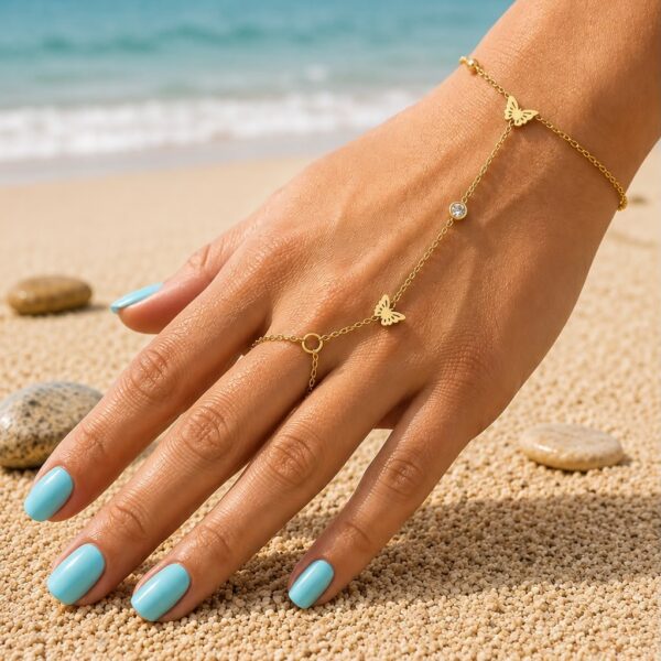 Hand Chain: Golden Butterflies