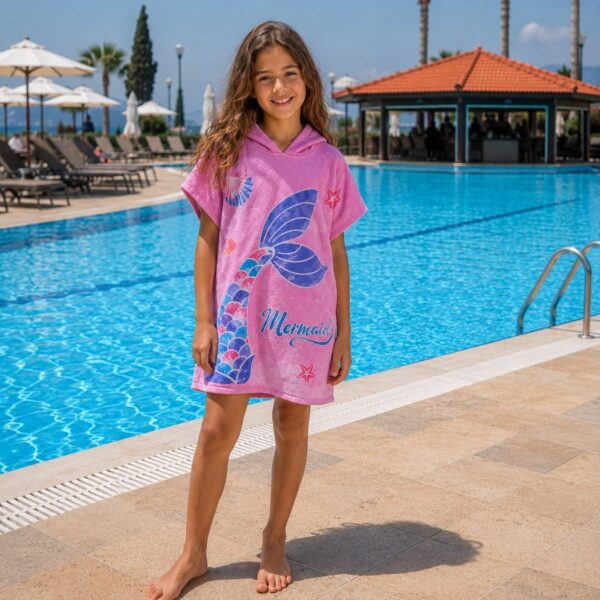 Kids Poncho Towel: Mermaid Tail
