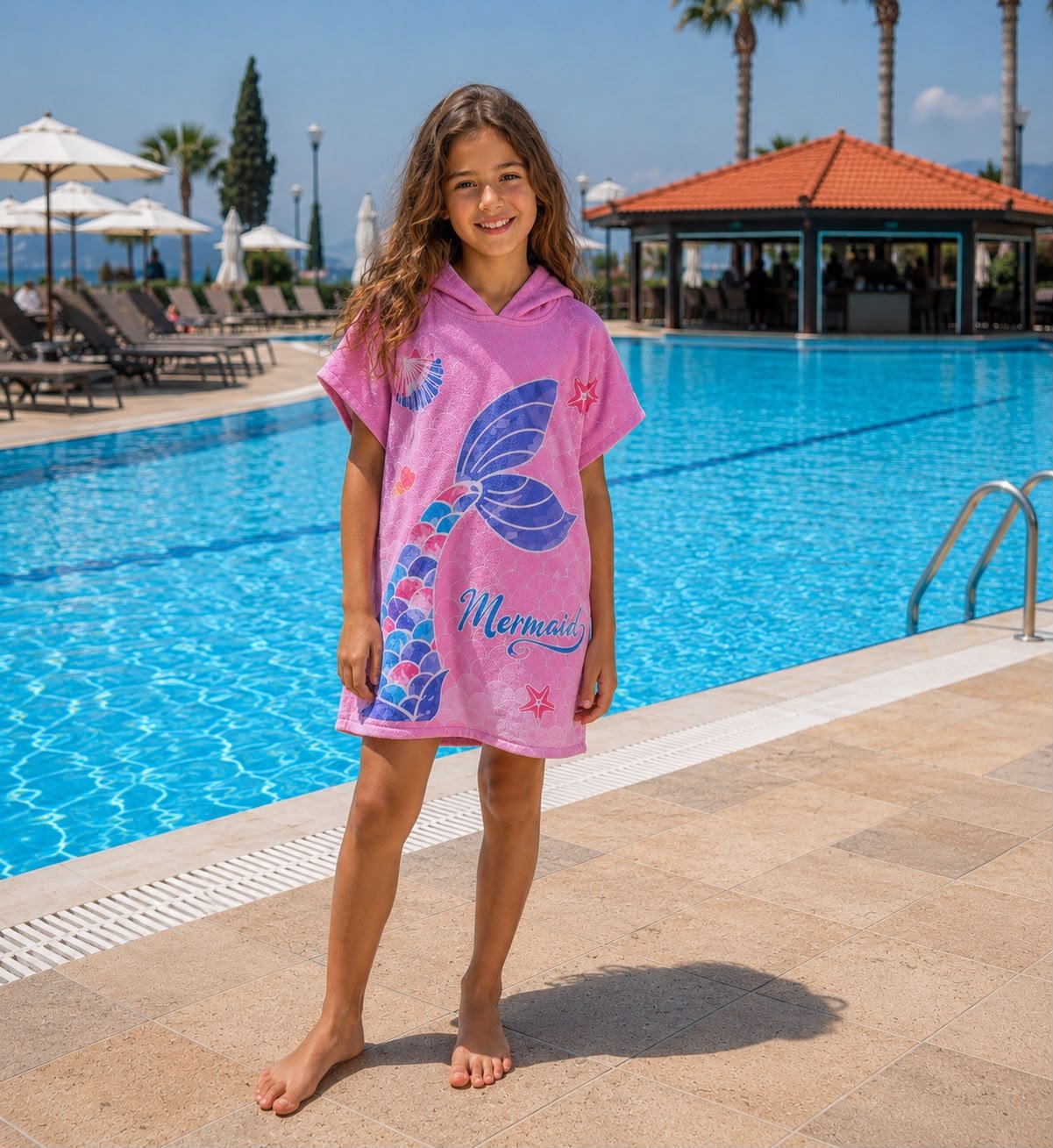 1003357037 Kids Poncho Towel: Mermaid Tail