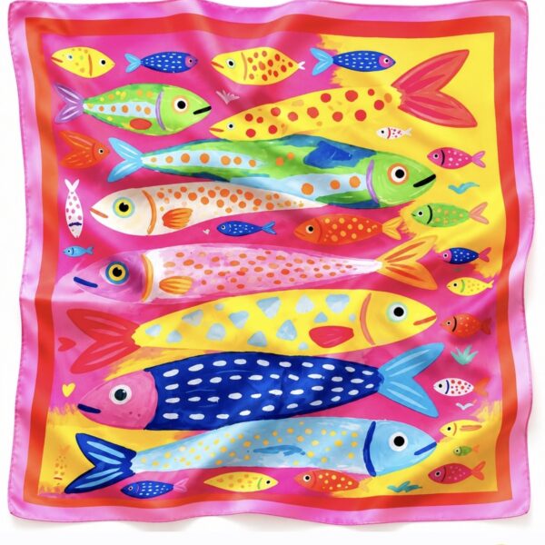 A A. Square Scarf: Colorful Sardines