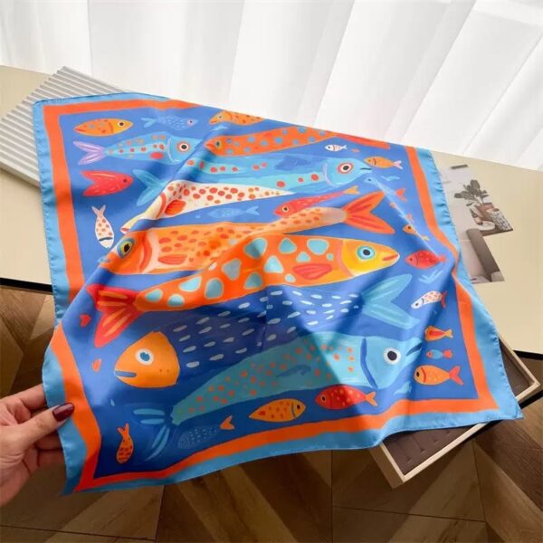 A A. Square Scarf: Blue sardines