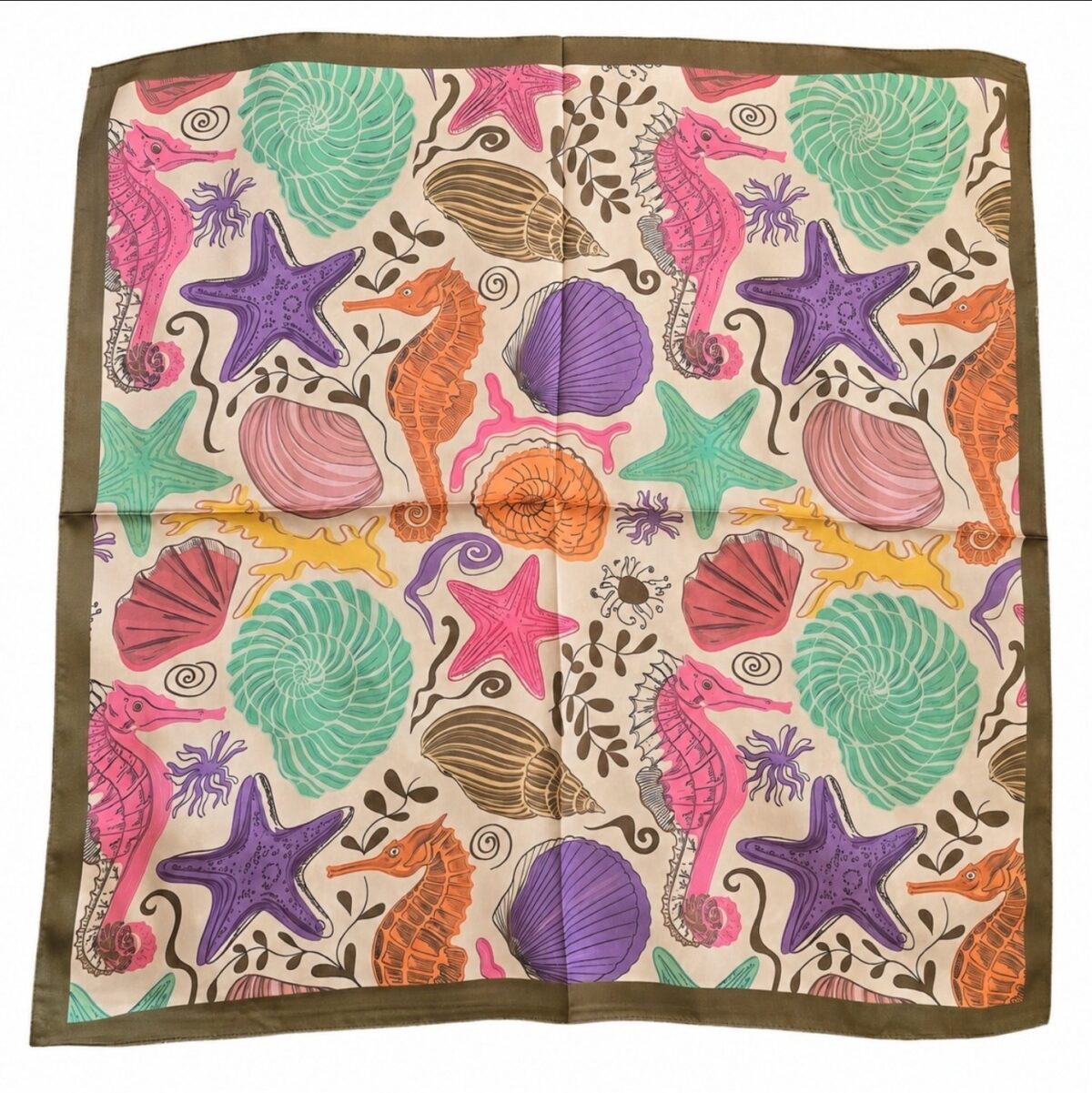1003534261 A A. Square Scarf: Seahorse Garden