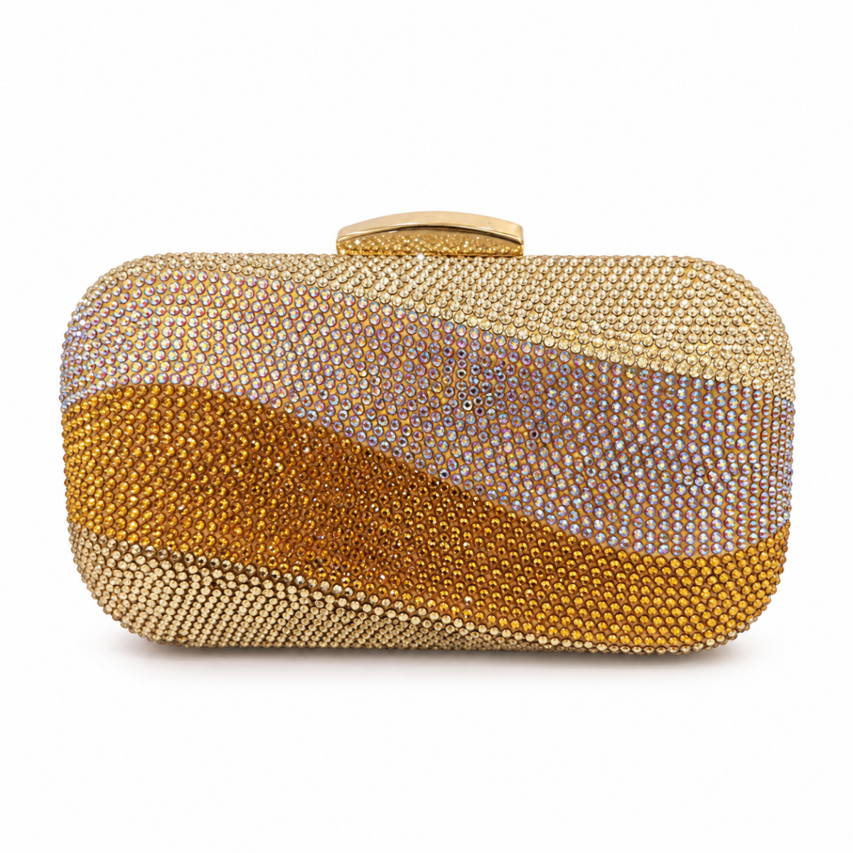 A A. Ombré Wave Crystal Clutch: Golden