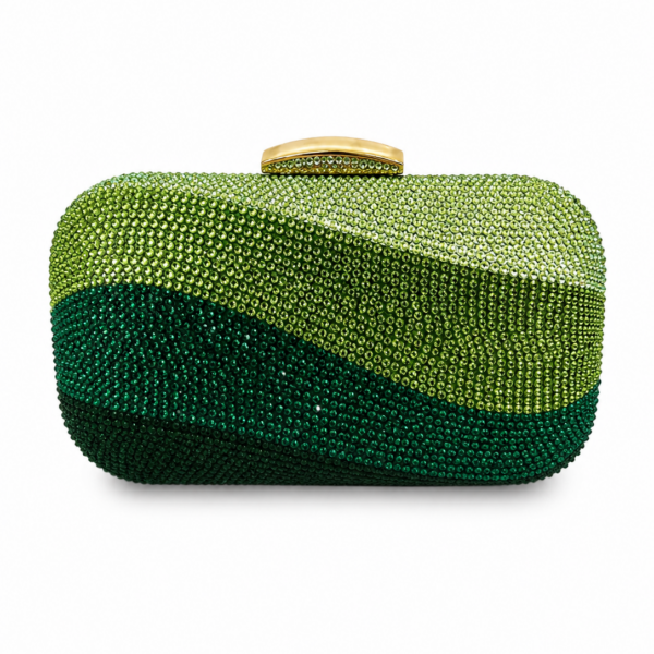 A A. Ombré Wave Crystal Clutch: Green