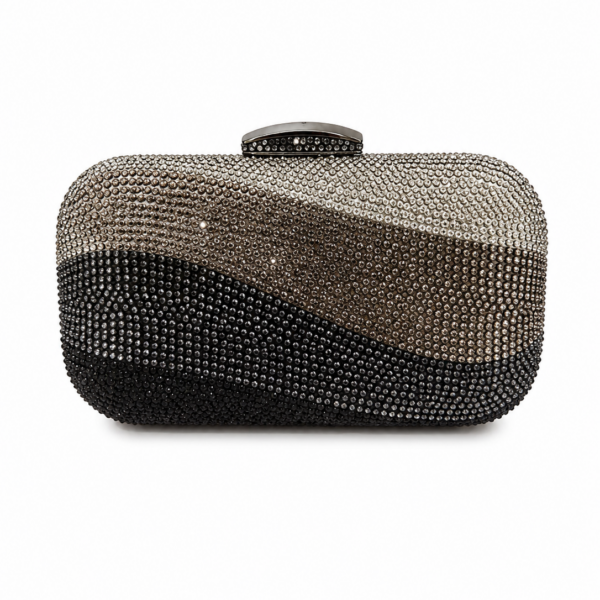 A A. Ombré Wave Crystal Clutch: Black