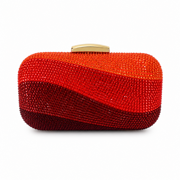 A A. Ombré Wave Crystal Clutch: Red