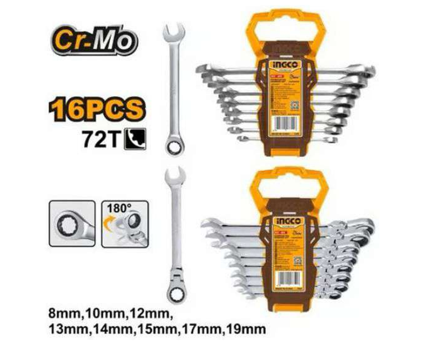 10_ratchet_spanner_set_16pc Ratchet Spanner Set INGCO - Image 1