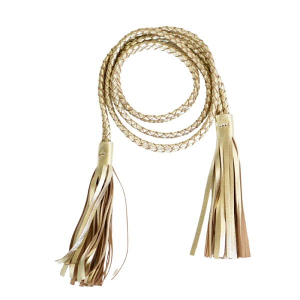 Gold Hand Woven Leather Belt