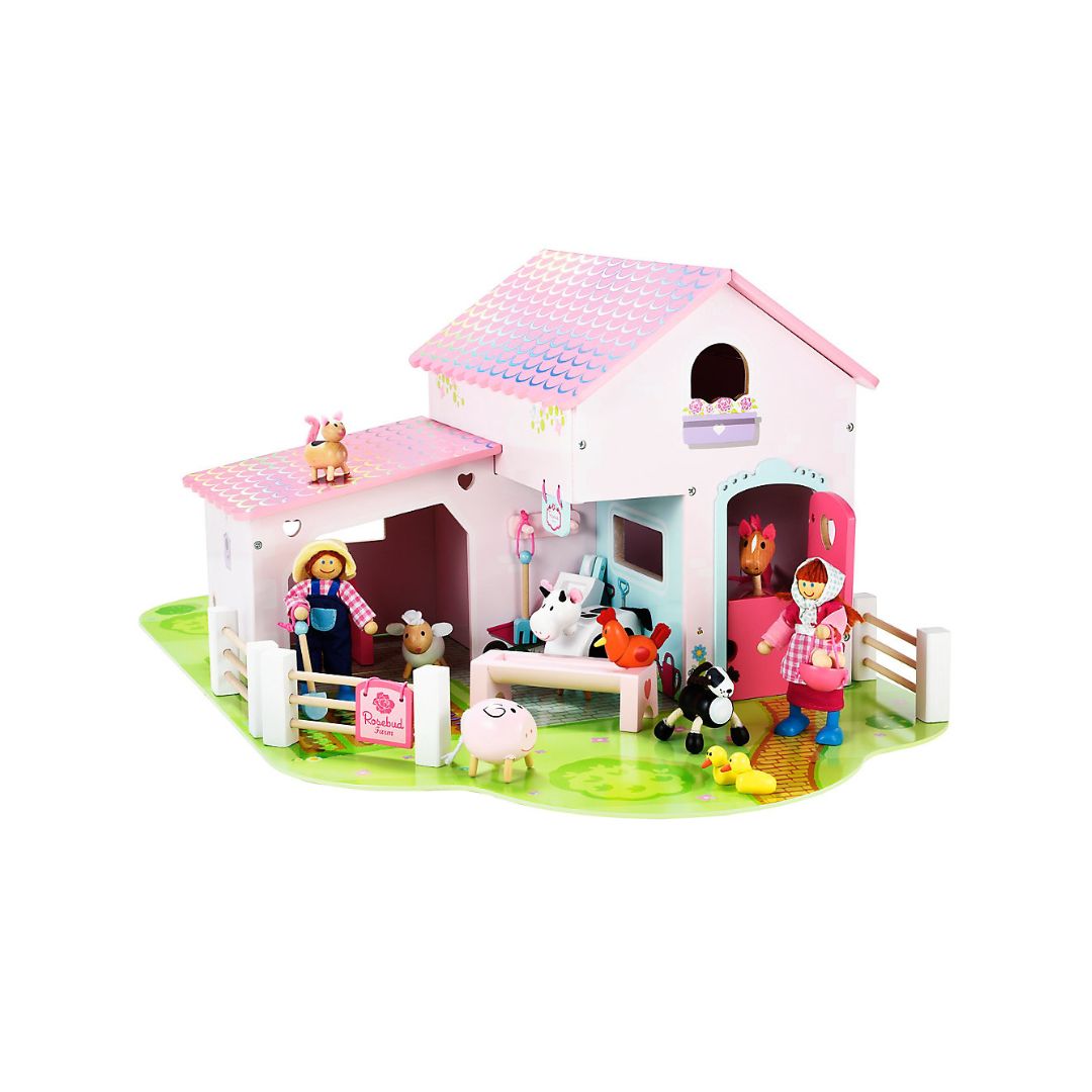 146039 ELC Rosebud Wooden Farm Set