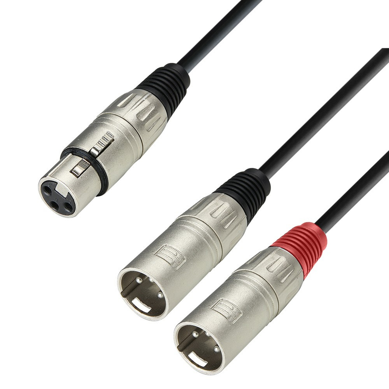 1_692fc851-24ec-40f0-96af-eb2da1841e9e Adam Hall Cables 3 STAR YFMM 0100 - Y Cable, Adam Hall® 2 XLR Male x XLR Female, 1 m