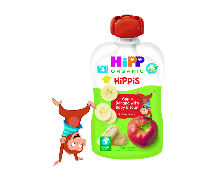 2 HiPP HiPPis Apple Banana Baby Biscuit Organic Puree - Image 1