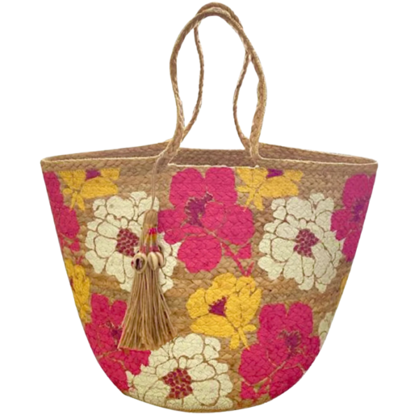 Hand Painted Straw Bag