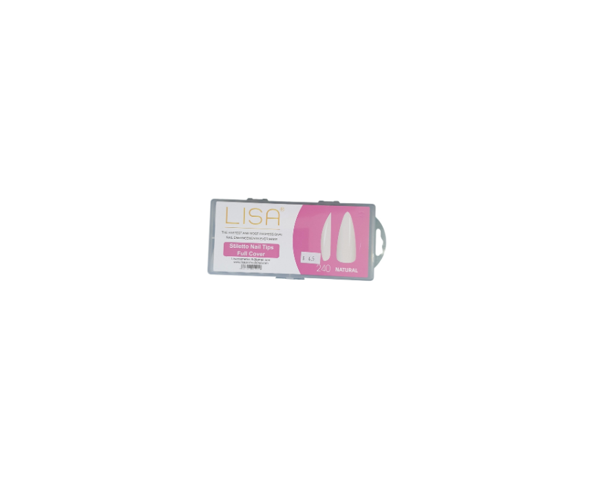 314 Stiletto Nail Tips Full Coverage 240 Natural Lisa - Image 1