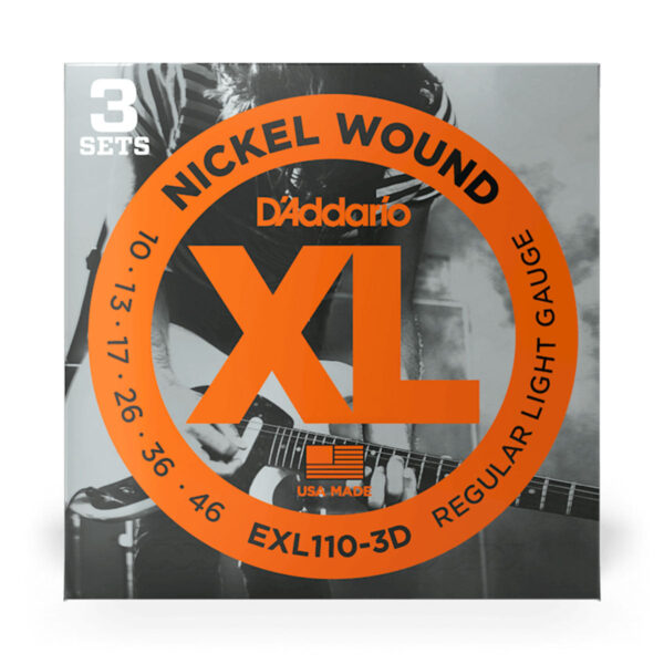 D’Addario EXL110-3D 10-46 Regular Light Electric Guitar Strings pack of 3