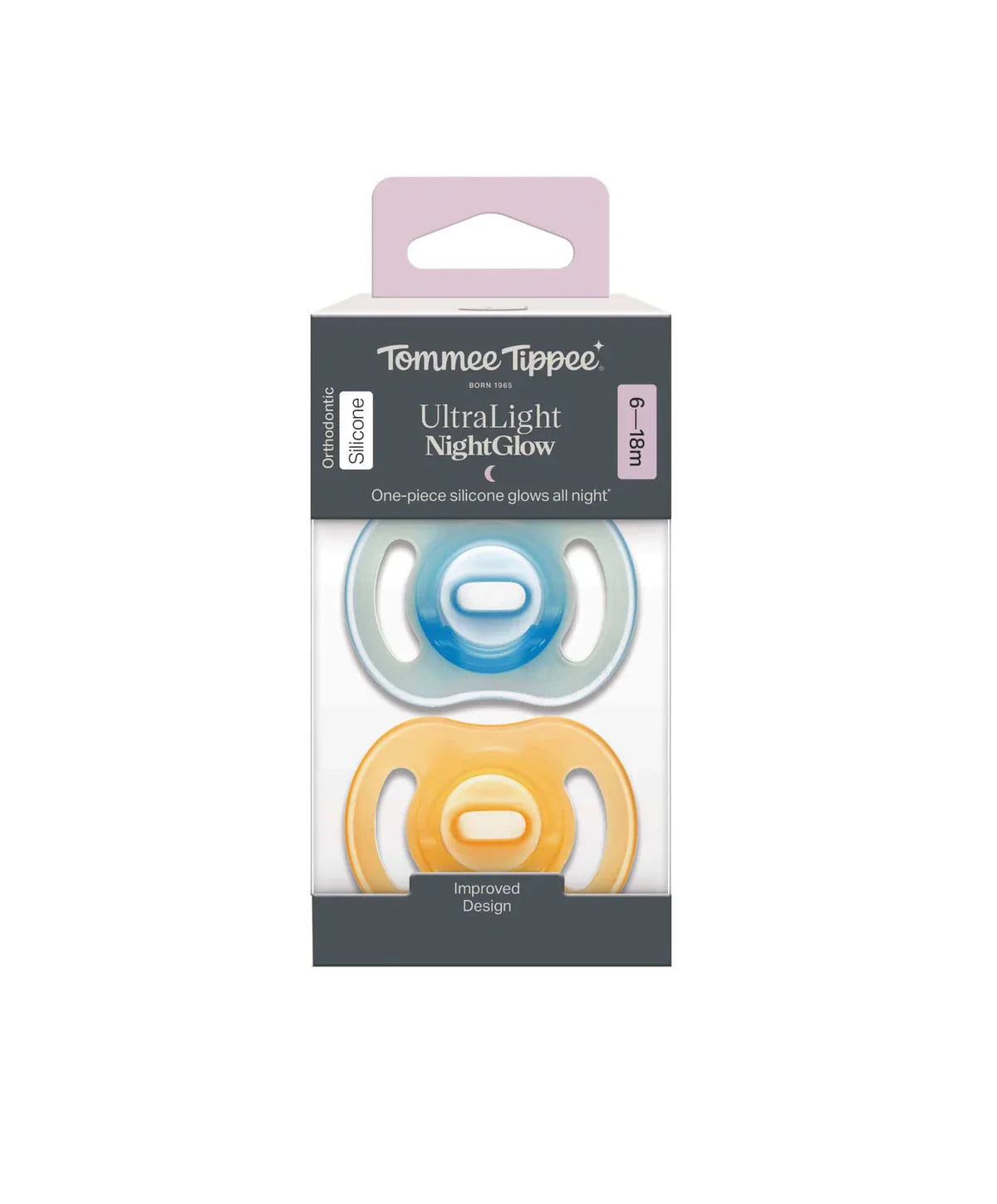5010415338051_b7a57be6-8124-485a-8164-115dcbe8479c Ultra-light StayPut Night Glow Dummy 6-18m (2 Pack)