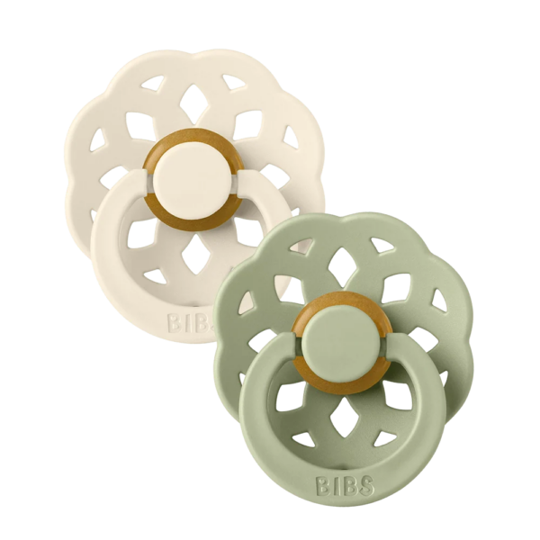 Boheme Latex Pacifier — Size 2 (6-18m), 2 Pack, Ivory Sage