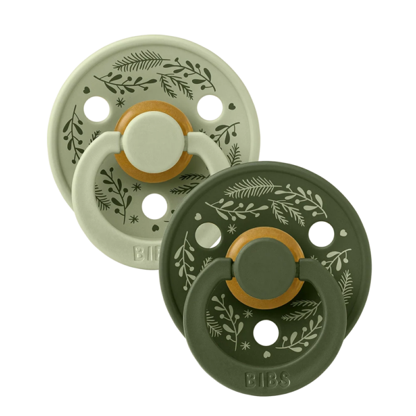 Colour Holiday Latex Pacifier — Size 1 (0-6m), 2 Pack, Sage Hunter Green