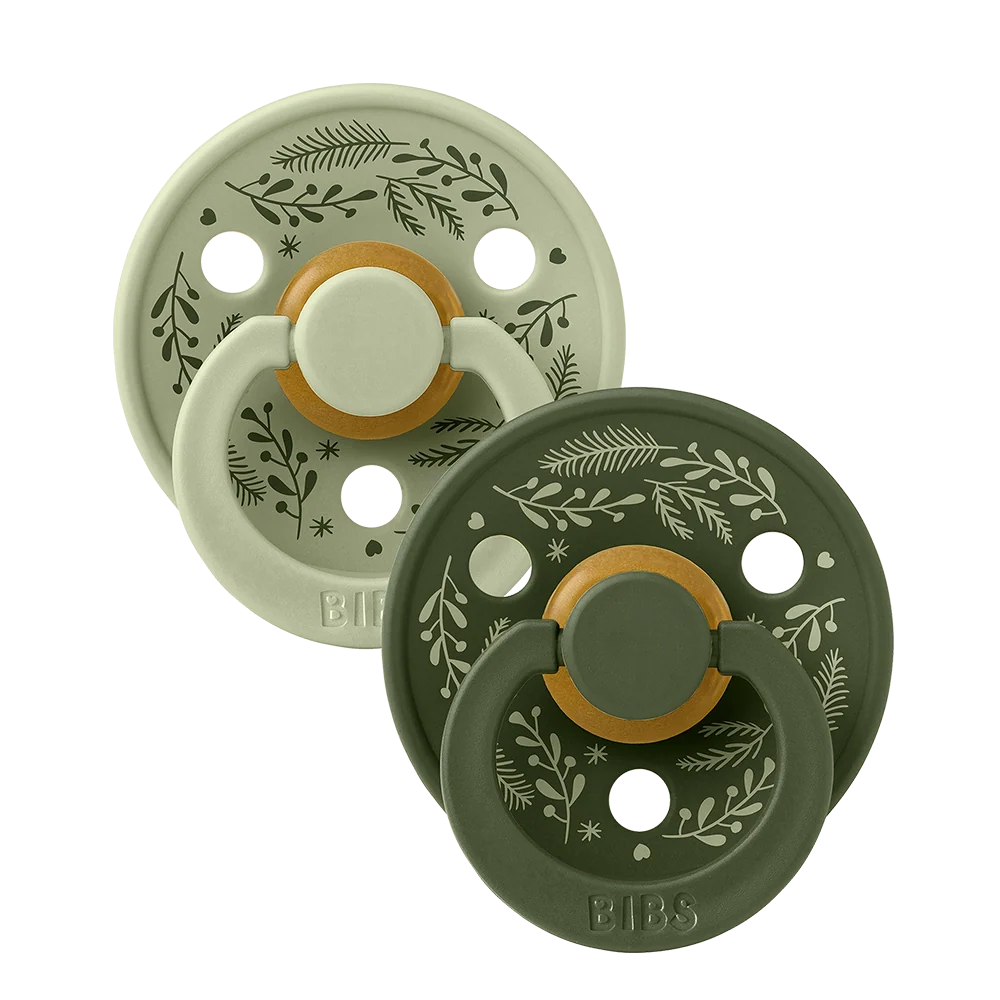 5713795271719-1_a0677d4f-855c-4fc1-837f-38dc7973fb88 Colour Holiday Latex Pacifier — Size 1 (0-6m), 2 Pack, Sage Hunter Green