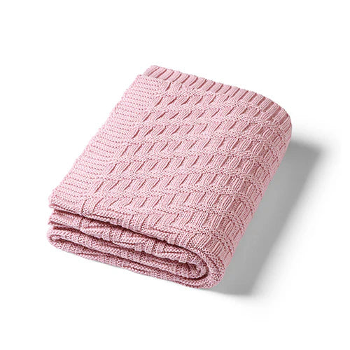 Cotton Knitted Blanket – Pink