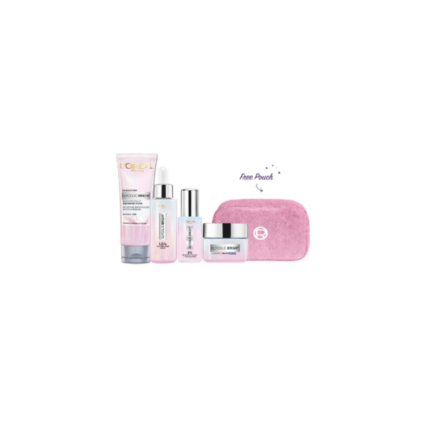L'Oreal Paris Glycolic Bright Skincare Set with Free Pouch