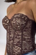 Padded Lace Corset in Black - Image 