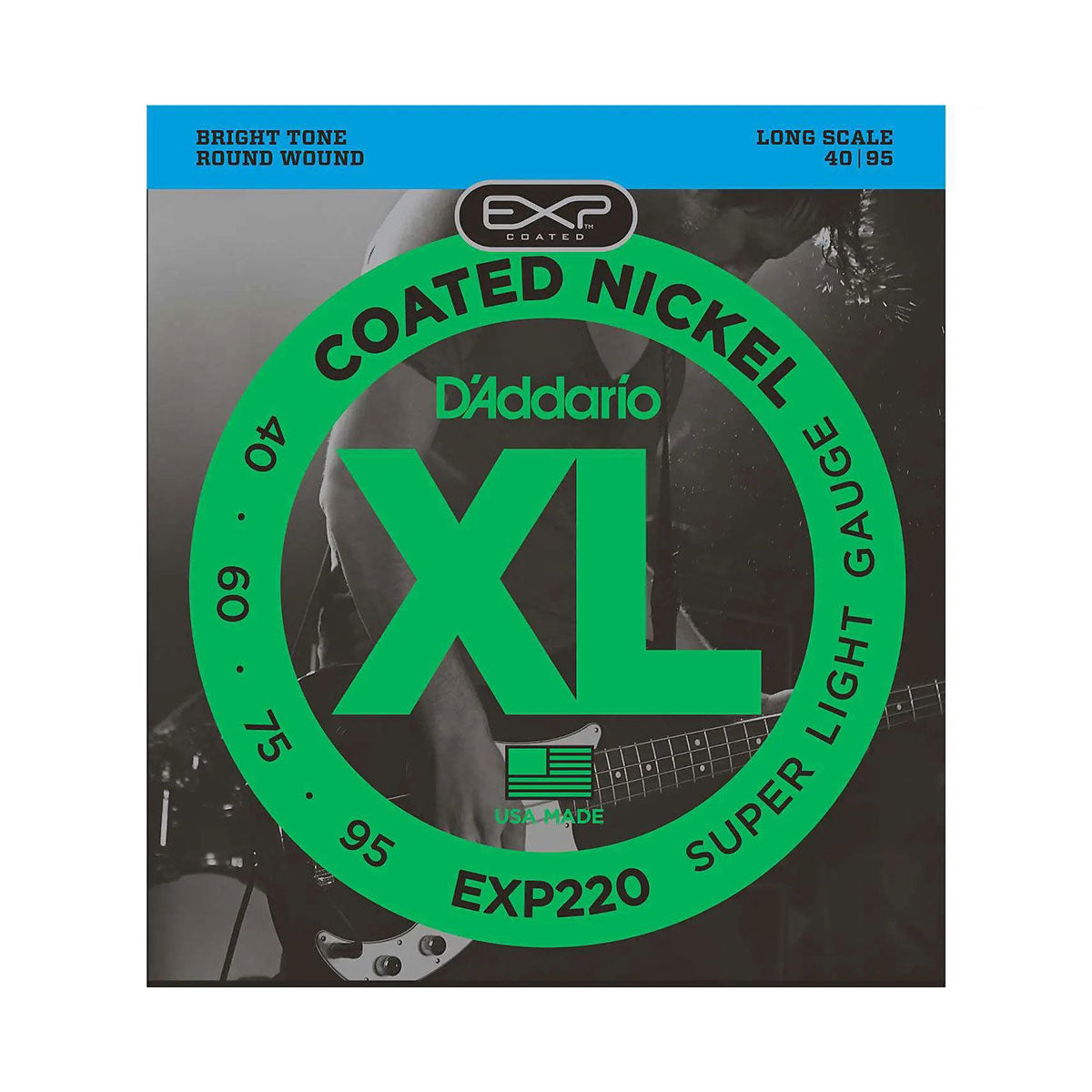 65-1 D’Addario EXP220 40-95 Coated Long Scale Bass Guitar Strings